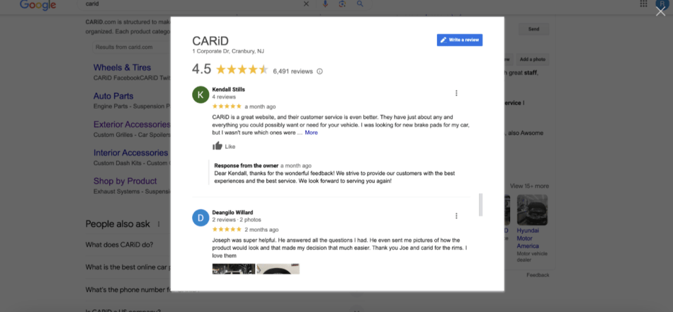 CARiD review section